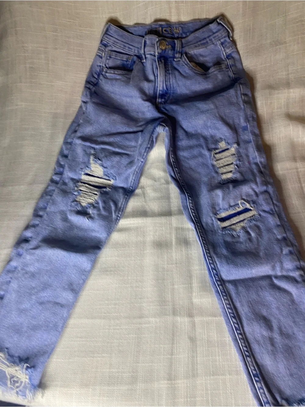 Justice Girls Distressed Medium Blue Ripped Jeans